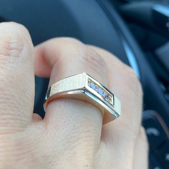 8mm Mens Engagement Ring Solid 14k Yellow Gold - Picture 7 of 15